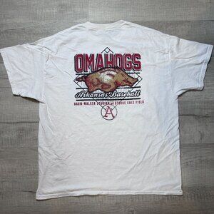 Arkansas Razorbacks Baseball Omahogs Graphic T Shirt Men's Size XL Double Sided